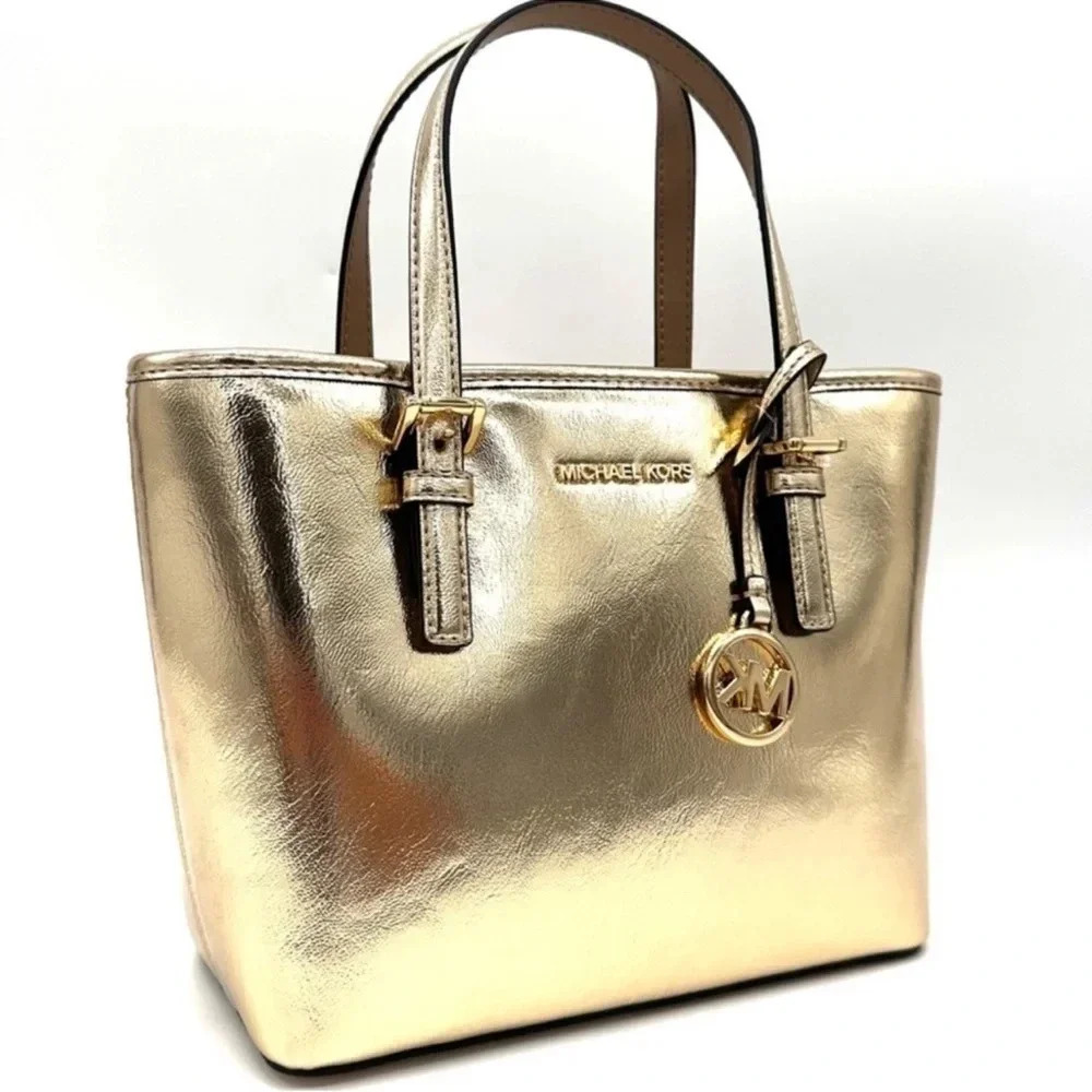 Michael Kors Jet Set Travel XS TZ Tote Bag Gold - Picture 3 of 12
